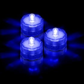 3Pcs Submersible LED Tea Lights Waterproof Candle Lights Battery Operated Decor Lamp - Blue