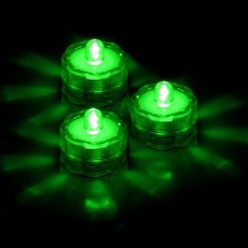 3Pcs Submersible LED Tea Lights Waterproof Candle Lights Battery Operated Decor Lamp - Green