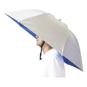 35 Inch Hands Free Foldable Anti UV Adjustable Umbrella Cap Suitable For Fishing Golf Camping Beach Gardening Sun Shade Outdoor - Single Layer - Silve