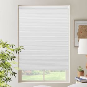 WELLSOURCE Cordless Cellular Shades without Drilling Honeycomb Blinds Blackout for Windows Bed Room, Office Easy to Install Custom Size - White - Cont