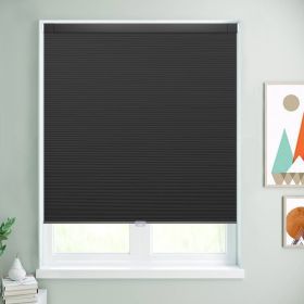 WELLSOURCE Cordless Cellular Shades without Drilling Honeycomb Blinds Blackout for Windows Bed Room, Office Easy to Install Custom Size - Black - Cont