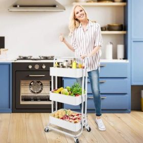 Rolling Cart with Wheels Bath Cart Organizer Cart Rolling Metal Tissue Cart Handle - White - White