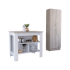 Ontario 2 Piece Kitchen Set, Kitchen Island + Pantry Cabinet , White /Light Gray - White /Light Gray