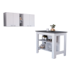 Austin 2 Piece Kitchen Set, Upper Wall Cabinet + Kitchen Island , White /Walnut - White /Onyx