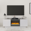 Living Room Furniture Modern White Electric Fireplace TV Stand with Insert Fireplace;  can work with or without heat - White - Medium