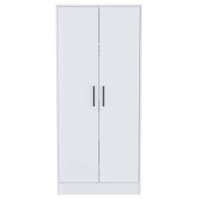 Rio Double Door Armoire; One Cabinet; Hidden Drawer - White