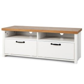 41.5 Inch Modern TV Stand with 2 Cabinets for TVs up to 48 Inch - White