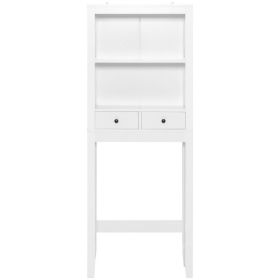 Toilet Space Saver Bathroom Organizer Storage Shelf with Drawers - White