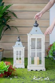 Wooden Candle Lantern Decorative, Hurricane Lantern Holder Decor for Indoor Outdoor, Home Garden Wedding - as Pic