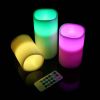 3Pcs Flameless Candles Votive Candles Wireless Battery Operated LED Flickering Candles w/ Remote Control Timer - Ivory