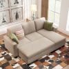 81"Reversible Sectional Couch with Storage Ottoman L-Shaped Sofa,Sectional Sofa with Chaise,Nailheaded Textured Fabric 3 pieces Sofa Set,Warm Grey - W