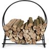 40-inch Tubular Steel Firewood Storage Rack - black