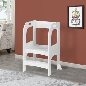 Child Standing Tower;  Step Stools for Kids;  Toddler Step Stool for Kitchen Counter;  White - White