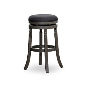 30" Bar Stool, Weathered Gray Finish, Charcoal Fabric Seat - as Pic