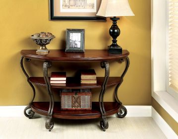 Traditional Style Brown Cherry 1pc Sofa Table Open Bottom Shelf Ornate Design Living Room Furniture - as Pic