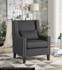 1pc Traditional Accent Chair with Pillow Nailhead Trim Dark Gray Polyester Upholstered Solid Wood Furniture Modern Living Room Chair - as Pic