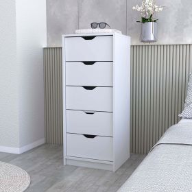 Logan White 5 Narrow Drawer Dresser - as Pic