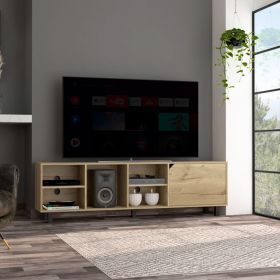 TV Stand for TV¬¥s up 70" Estocolmo, Four Open Shelves, Light Oak Finish - Light Oak