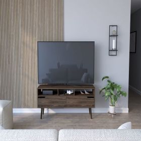 Tv Stand for TV¬¥s up 52" Bull, Three Open Shelves, Two Flexible Drawers, Dark Walnut Finish - Dark Walnut