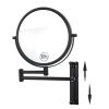 8-inch Wall Mounted Makeup Vanity Mirror, Height Adjustable, 1X / 10X Magnification Mirror, 360¬∞ Swivel with Extension Arm - Black