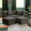 Jaxx Zipline Convertible Sleeper Loveseat & Ottomans, Textured Microvelvet - Charcoal - Charcoal - Microvelvet