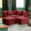 Jaxx Zipline Convertible Sleeper Loveseat & Ottomans, Textured Microvelvet - Berry Red - Berry Red - Microvelvet