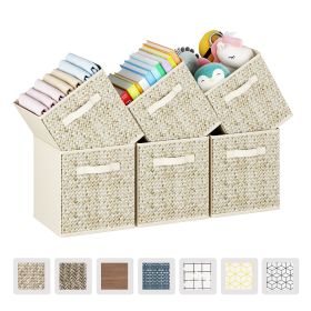 6 Pack Fabric Storage Cubes with Handle, Foldable 11 Inch Cube Storage Bins, Storage Baskets for Shelves, Storage Boxes for Organizing Closet Bins - 1