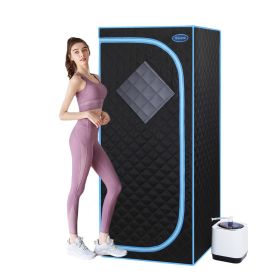 Full Size Portable Grey Steam Sauna tent‚ÄìPersonal Home Spa, with Steam Generator, Remote Control, Foldable Chair, Timer and PVC Pipe Connector Easy