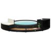 Spa Surround Black Poly Rattan and Acacia Wood - Black