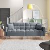 Linen Upholstered Modern Convertible Folding Futon Sofa Bed for Compact Living Space; Apartment; Dorm - Dark Gray