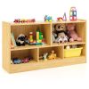 Kids 2-Shelf Bookcase 5-Cube Wood Toy Storage Cabinet Organizer - Beige