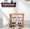 Bosonshop 2- Tier Bamboo Shoe Bench Rack Shoe Storage 19.7" x 10.6" x 17.5" (L x W x H) - Yellow