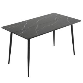 Disassemble rectangular table with arc MDF Black PVC marble surface 122*76*76cm N101 - as picture