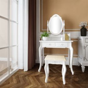 Modern Concise 4-Drawer 360-Degree Rotation Removable Mirror Dresser White - As shown in the figure