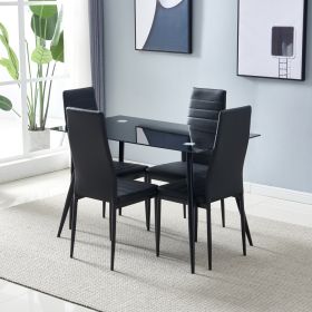 4pcs Elegant Assembled Stripping Texture High Backrest Dining Chairs Black Replace encoding 13028198-18410366 - As shown in the figure