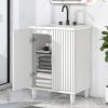 24" Bathroom Vanity with Sink, Bathroom Vanity Cabinet with Two Doors, Adjustable Shelves, Solid Wood and MDF - White