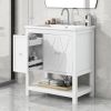 30" Bathroom Vanity with Sink Top, Bathroom Vanity Cabinet with Two Doors and One Drawer, MDF Boards, Solid Wood, One Package - White