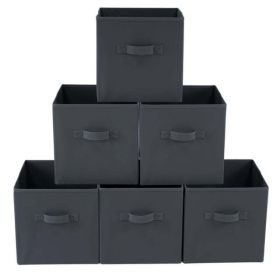 Collapsible Cube Fabric Storage Bins (10.5" x 10.5"), 6 Pack - Gray Flannel