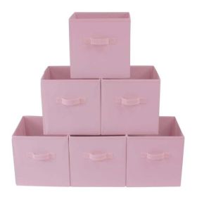 Collapsible Cube Fabric Storage Bins (10.5" x 10.5"), 6 Pack - Pink