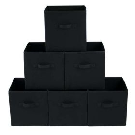 Collapsible Cube Fabric Storage Bins (10.5" x 10.5"), 6 Pack - Black