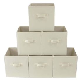 Collapsible Cube Fabric Storage Bins (10.5" x 10.5"), 6 Pack - Vanilla Dream