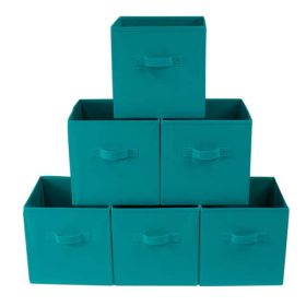 Collapsible Cube Fabric Storage Bins (10.5" x 10.5"), 6 Pack - Teal Sachet