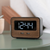 Lumoday Dual USB Charging Station Digital Alarm Clock (Black/Wood) - Lumoday