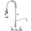 VEVOR Commercial Faucet with Pre-Rinse Sprayer, 8" Adjustable Center Wall Mount Kitchen Faucet with 12" Swivel Spout, 43" Height Compartment Sink Fauc