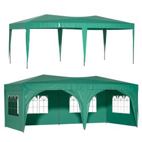 10'x20' Pop Up Canopy Outdoor Portable Party Folding Tent with 6 Removable Sidewalls + Carry Bag + 6pcs Weight Bag Green - as Pic