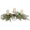 Northlight 26" Triple Candle Holder with Frosted Foliage and Pine Cones Christmas Decor - Northlight