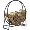 40-inch Tubular Steel Firewood Storage Rack - black