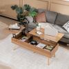 47 Inch Lift Top Coffee Table with 2 Hidden Compartments - Brown