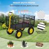 VEVOR Steel Garden Cart, Heavy Duty 1400 lbs Capacity, with Removable Mesh Sides to Convert into Flatbed, Utility Metal Wagon with 2-in-1 Handle and 1