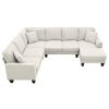 108*85.5" Modern U Shape Sectional Sofa, 7 Seat Fabric Sectional Sofa Set with 3 Pillows Included for Living Room, Apartment, Office,3 Colors  - Beige